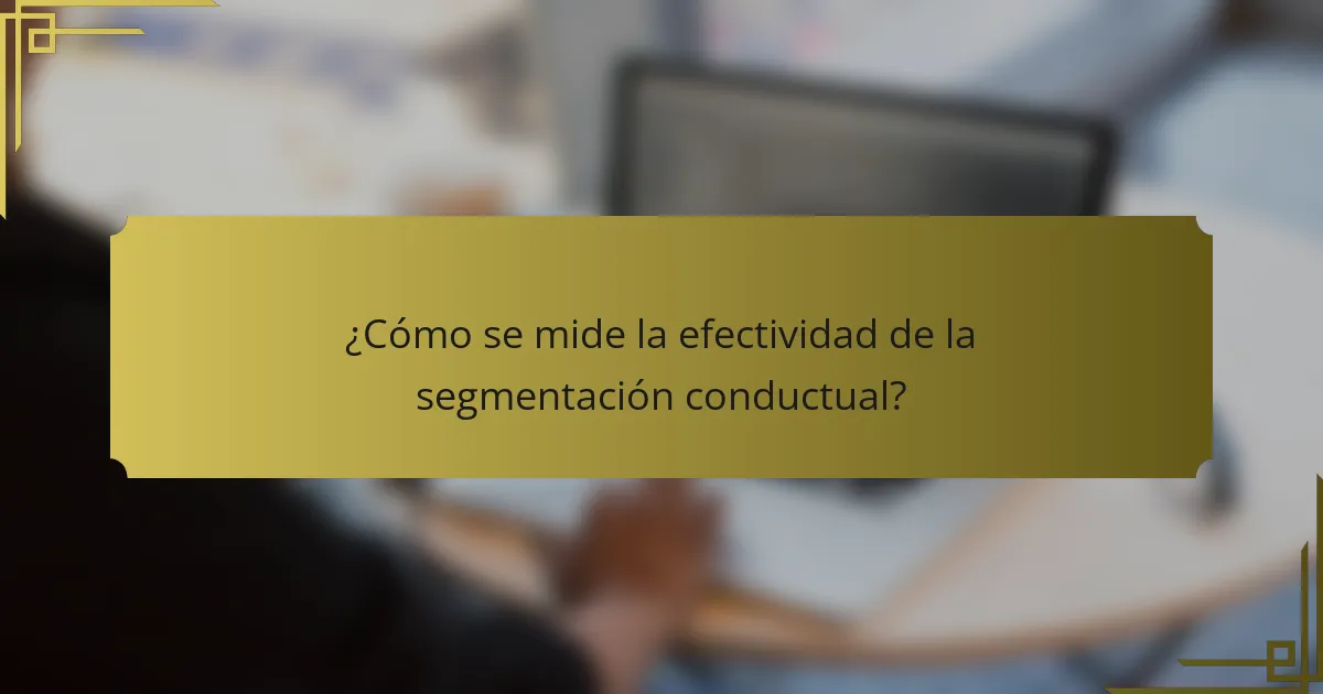 ¿Cómo se mide la efectividad de la segmentación conductual?