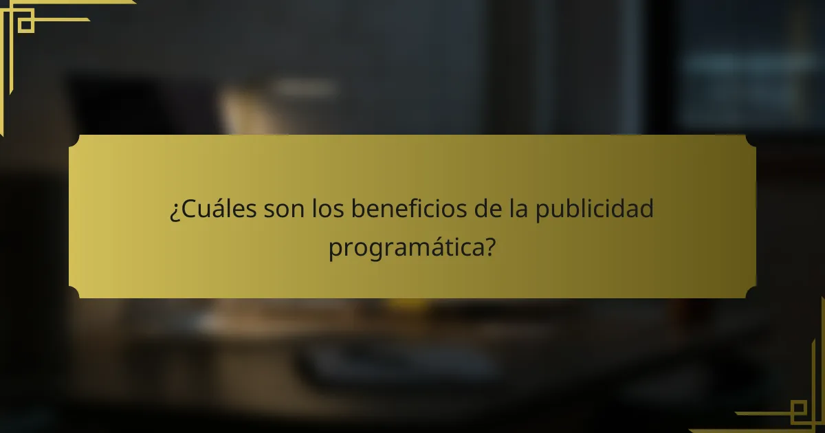 ¿Cuáles son los beneficios de la publicidad programática?
