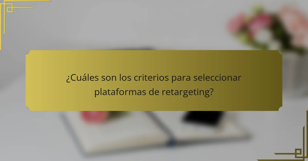 ¿Cuáles son los criterios para seleccionar plataformas de retargeting?