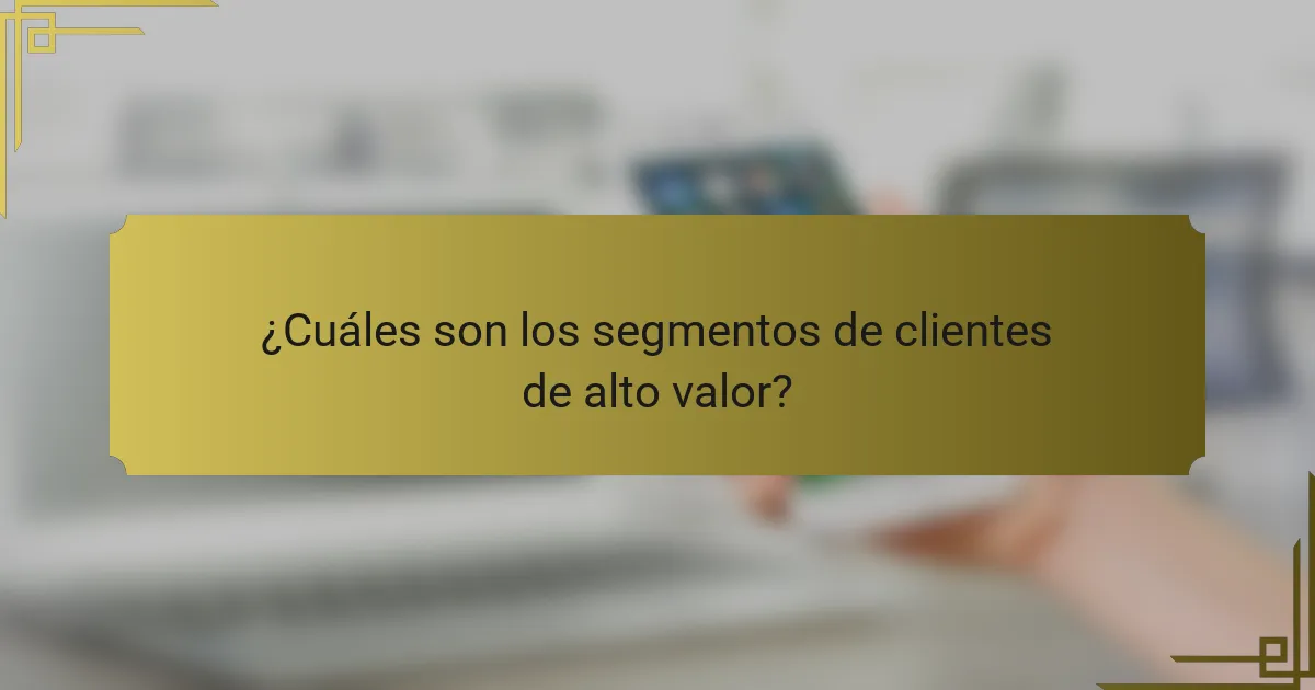¿Cuáles son los segmentos de clientes de alto valor?