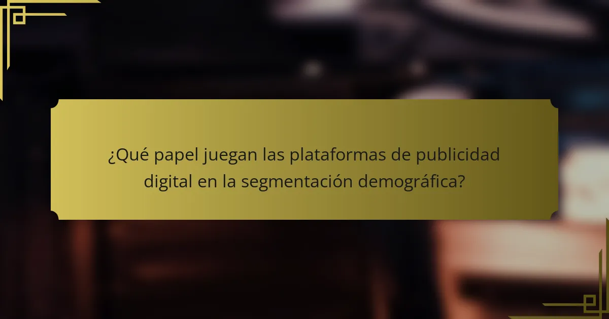 ¿Qué papel juegan las plataformas de publicidad digital en la segmentación demográfica?